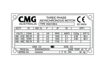 การอ่านแผ่นป้ายมอเตอร์ CMG (Name plate motor)